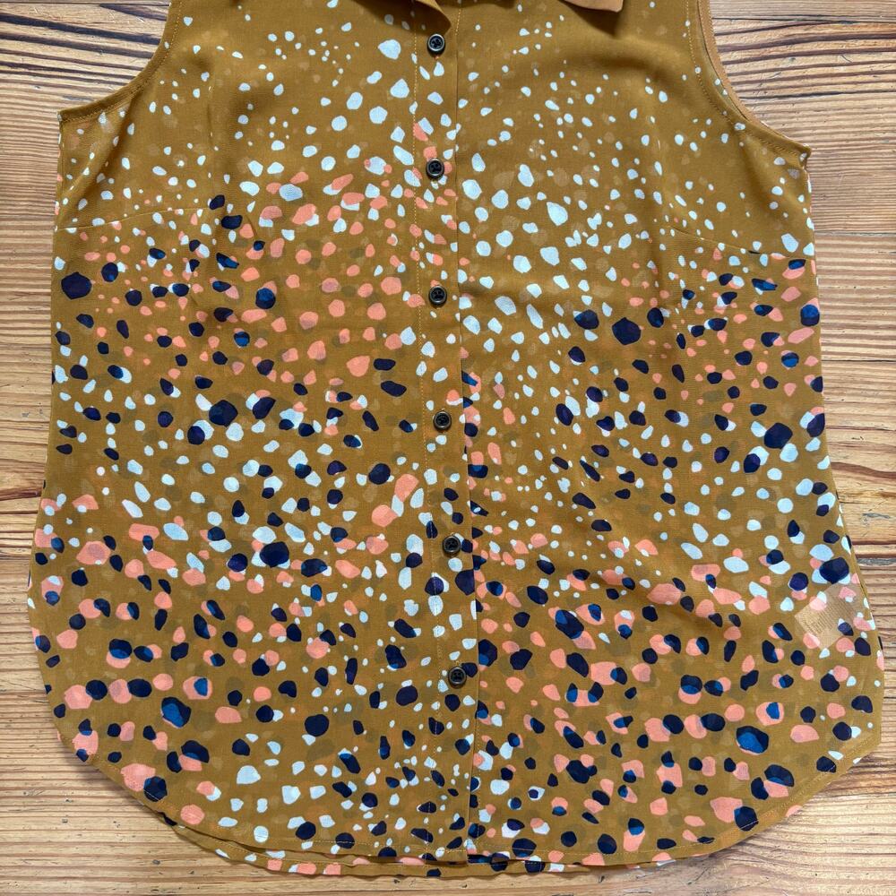 CAbi Cheers yellow speckled collar sleeveless sheer blouse SIZE S‎ - Picture 4 of 5